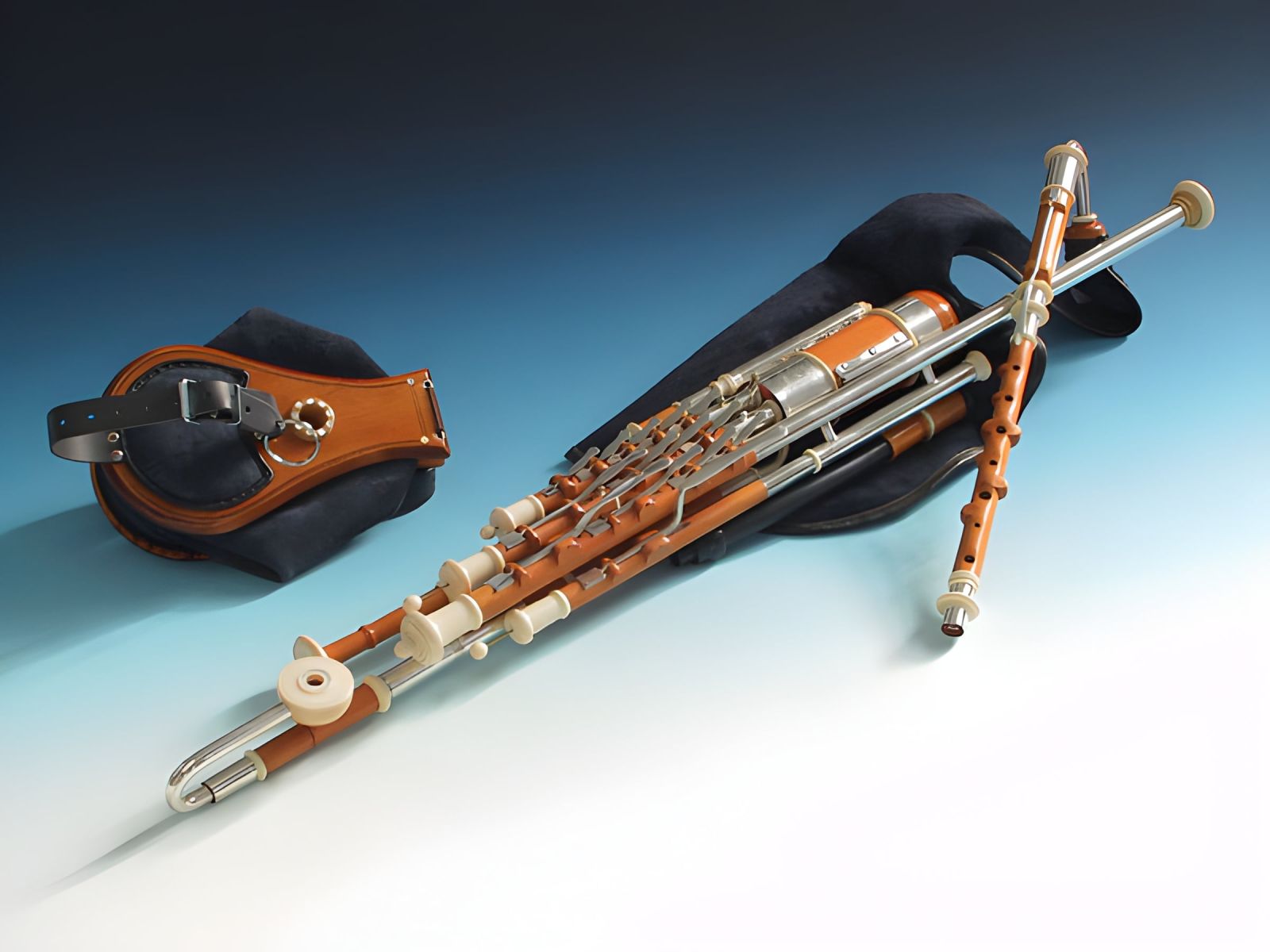 Uilleann Pipes, Full Set mit Blasebalg